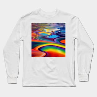 Liquid Colors Flowing Infinitely - Heavy Texture Swirling Thick Wet Paint - Abstract Inspirational Rainbow Drips Long Sleeve T-Shirt